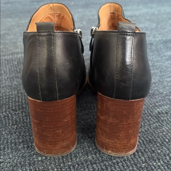 Franco Sarto Black Leather Ankle Boots with Brown Heel size 10 M - Picture 5 of 9